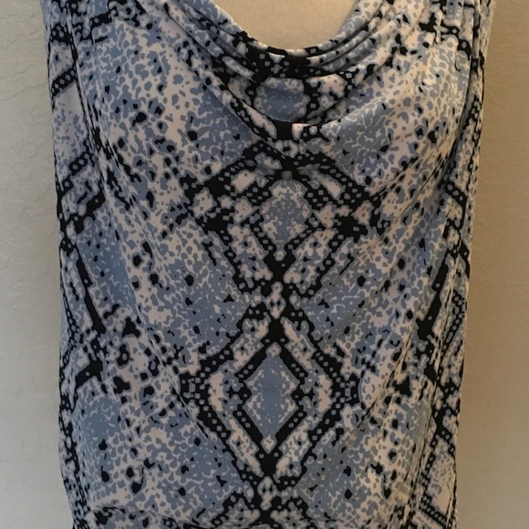 Calvin Klein Cowl Neck Sleeveless Top/Shell - black/white/light blue - 3X - NWT - Picture 7 of 8